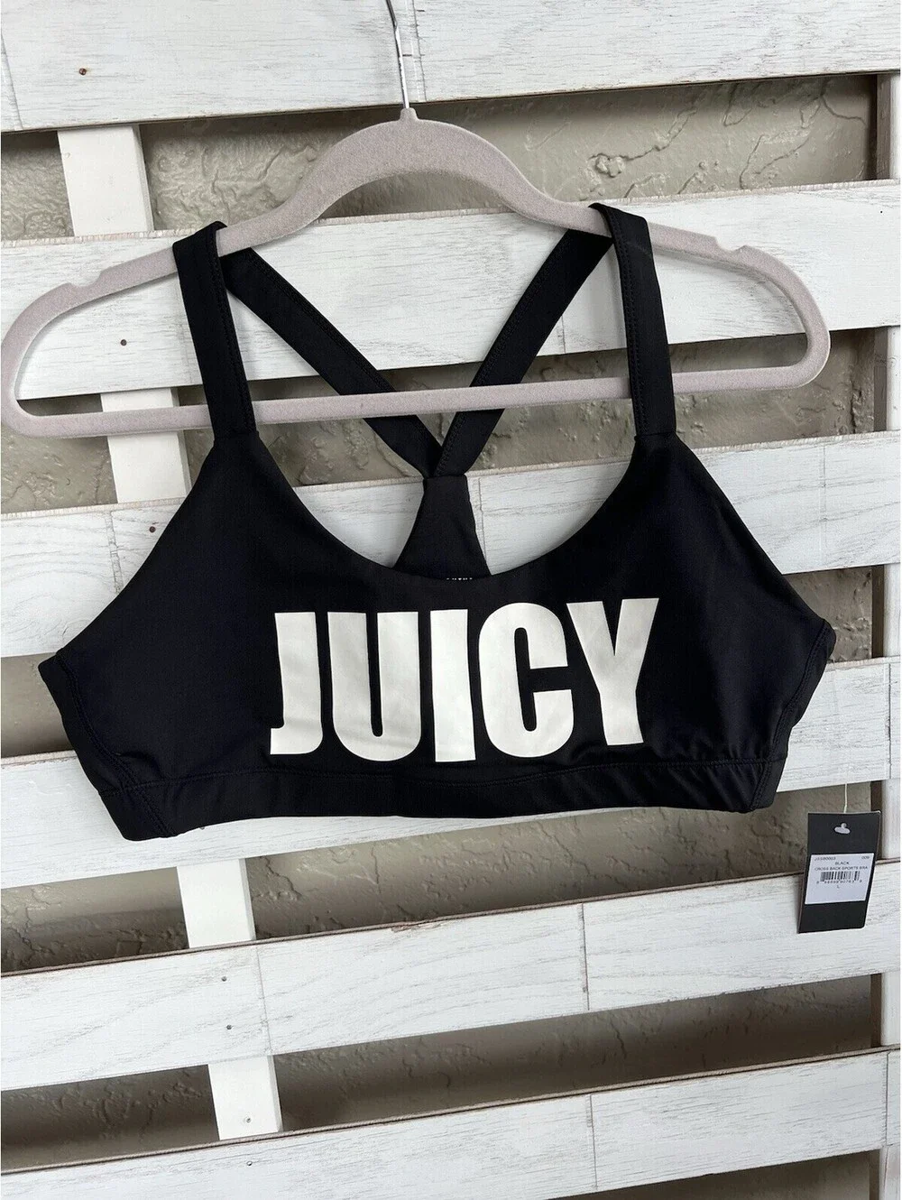 Black Juicy Couture Sport Sports Bra Racerback NWT Womens L.